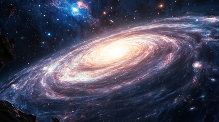 Obraz premium Majestic Spiral Galaxy: A Celestial Tapestry of Stars and Cosmic Dust