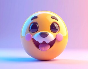 Charming Yellow Orb Creature with Big Eyes and Playful Expression