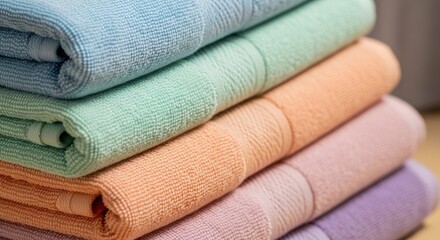 Soft Plush Towels in Various Pastel Colors for Everyday Use