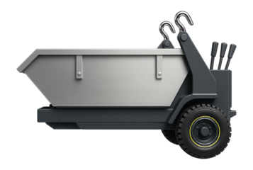 Self-loading skip truck with side-mounted control levers and lifting hooks