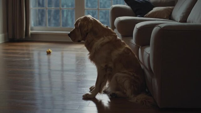 unhappy canine pet remains by itself inside dwelling place awaiting return