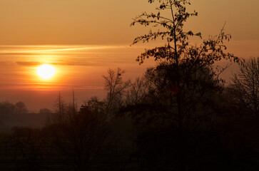 Sonnenaufgang in Lippstadt Overhagen im Kreis Soest