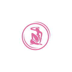 icon woman sitting pose pink