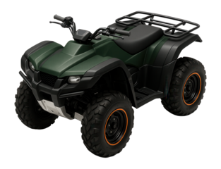 Off-road quad with wide fenders and rugged skid plates