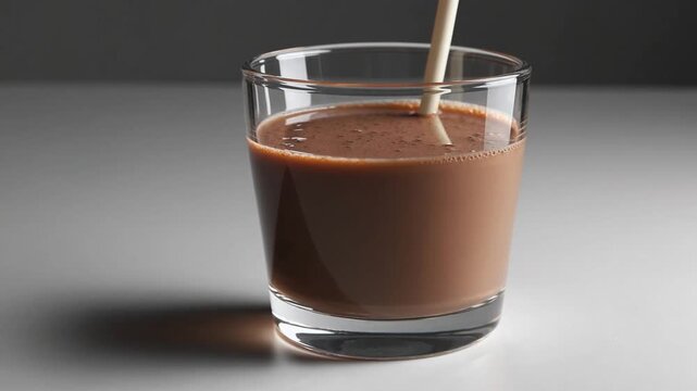 Protein supplement and cocoa beverage in container with tube, available area for text