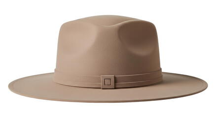 Isolated Beige Fedora Hat with Belt