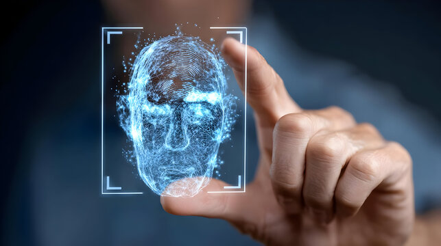 on a virtual keyboard while scanning digital footprints on holographic screen