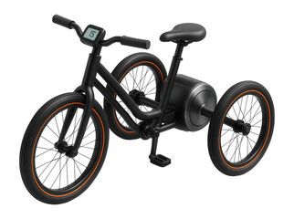 Battery-powered road tricycle with visible rear motor housing and digital display