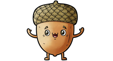 Isolated Happy Acorn Cartoon Character