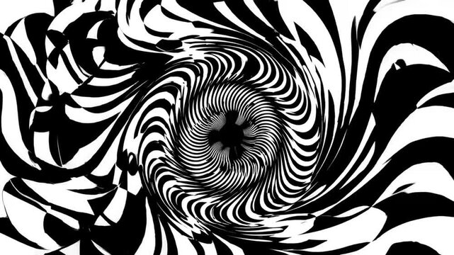 Black and White Optical Art Pattern with Abstract Geometric Designs