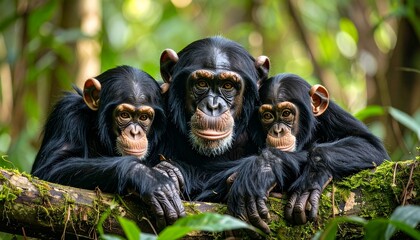Chimpanzee Troop Portrait A Family of Primates in Their Natural Habitat