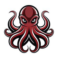 Vector art of stylized illustration of a menacing octopus with swirling tentacles