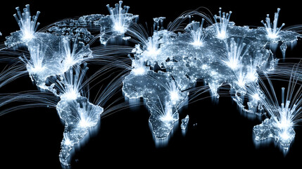 spreading across a digital map indicating global cyber warfare activity