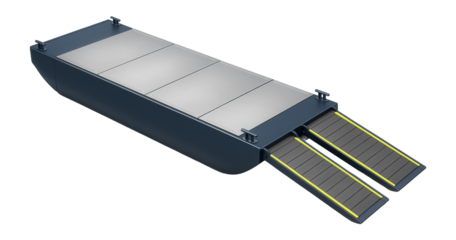 Pontoon barge with modular sections and detachable gangways