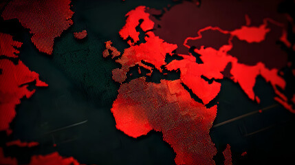 spreading across a digital map indicating global cyber warfare activity