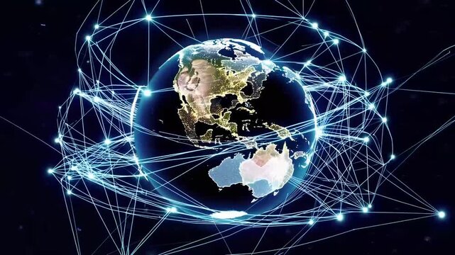 Conceptual Abstract Illustration of the Planet Earth and Worldwide Interconnected Network