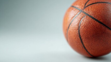 Obraz premium Basketball in Minimalist Isolation, a conceptual piece featuring a single basketball on a clean, uncluttered background, emphasizing simplicity and freedom of space.
