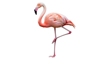 Isolated Flamingo Standing on One Leg