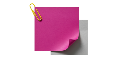 Isolated Pink Sticky Note with Paperclip