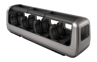 Express train carriage with high-backed ergonomic seating and overhead luggage racks