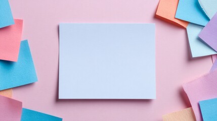 Blank note paper with adhesive tape, isolated on a minimalist background, clean simple setting, ample free space for writing or doodling, versatile for various uses