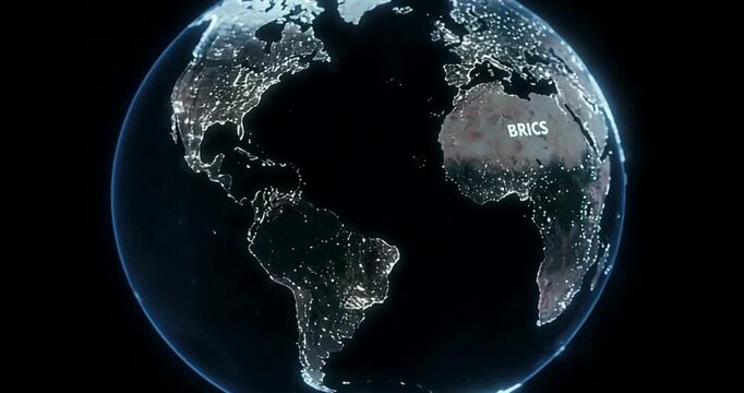 Globe view highlighting BRICS nations in Africa