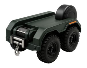 All-terrain service vehicle with winch and spare tire mounted on rear