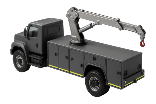 Repair truck with crane arm and underbody tool storage