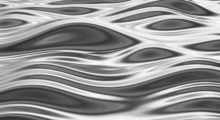 Obraz premium Abstract metallic waves with a futuristic, liquid chrome texture, creating a mesmerizing, undulating surface with highlights and shadows, evoking a sense of motion and fluidity