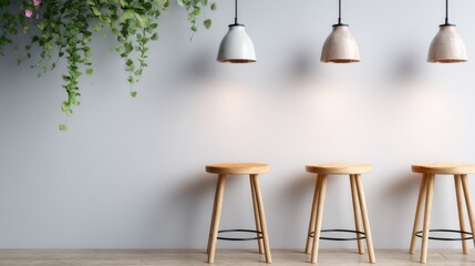 Modern café bar interior, sleek metal counter, minimalist decor, inviting bar stools, open layout, clean lines, tranquil ambiance, ideal for social gatherings and relaxation