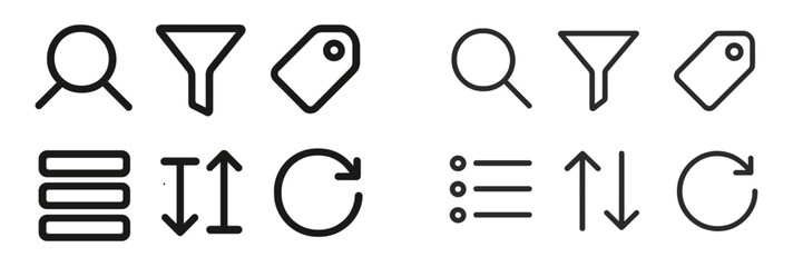 Fototapeta premium Collection of simple icons representing various actions and objects in a minimalist design style