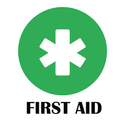 First AID kit with green cross symbol. Medical briefcase with red cross icon symbol. stock illustration