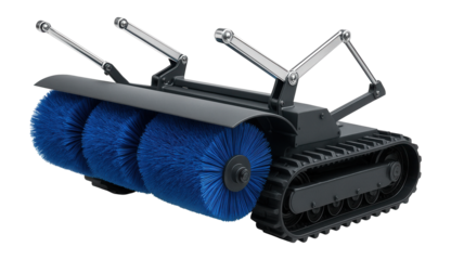 Track-mounted snow sweeper with bristle brushes and adjustable clearing arms