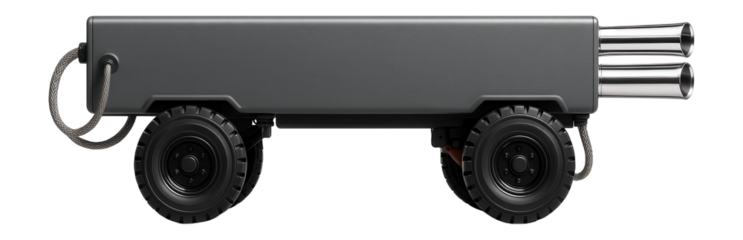 Heavy-duty power railcar with dual exhaust outlets and visible grounding cables