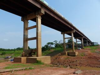 A bridge over the Araçá River in danger of collapsing in the northern state of Amazonas, Brazil.
