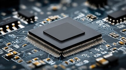 Close up of a CPU connecting to a motherboard, showcasing the intricate circuitry and electronic components