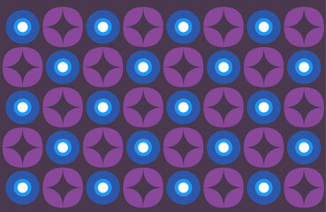 abstract seamless pattern with circles. Cool-Toned Indonesian Batik Background in Ethnic Style with Interlocking Floral Geometry.