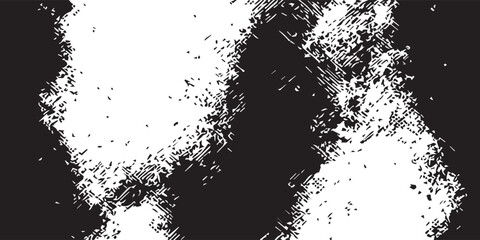 Black and white abstract brush strokes and paint splatters creating a textured background effect