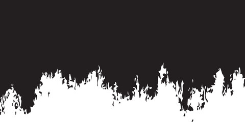 Black paint brush stroke with rough edge isolated on white background, abstract art