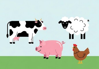Obraz premium Farm animals illustration