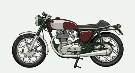 Vintage Cafe Racer Motorcycle Illustration