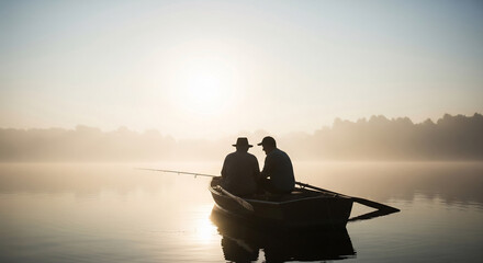 Quiet Intergenerational Connection Fishing at Sunrise