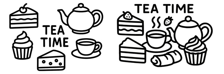 Tea time celebration with desserts and a teapot in a cozy setting