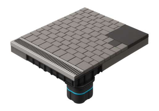 Parking area with permeable paving and rainwater collection system