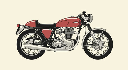 Vintage Cafe Racer Motorcycle Illustration