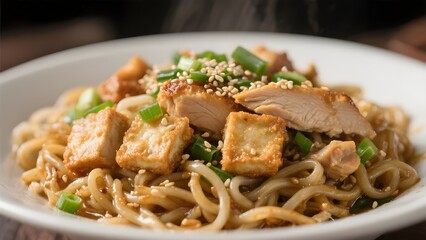 Homemade Taiwanese Meefun Noodles with Tofu and Chicken