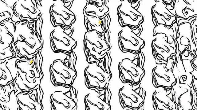 Repetitive Design Pattern Composed of Line Drawing Style Cooked Egg ry