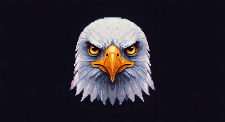 Fototapeta premium Pixel Art Bald Eagle Head Majestic Bird Illustration