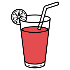 A Red Smoothie or Milkshake outline coloring book page line art  silhouette