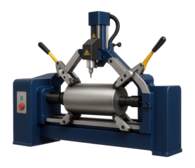 Longitudinal seam welding machine with a clamping system for cylindrical tanks in a pressure vessel manufacturing plant